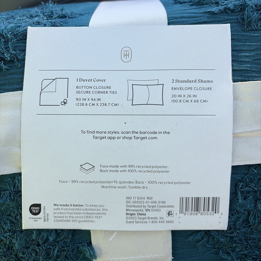 Threshold Tufted Diamond Duvet Cover Set - Full/Queen In Dark Teal Blue - Picture 2 of 2